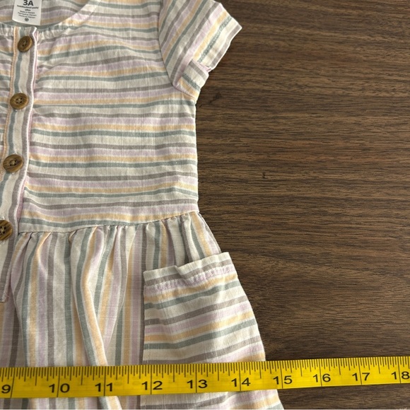 ❤️ Carter's Pastel Striped Button Dress 3T - Picture 7 of 9